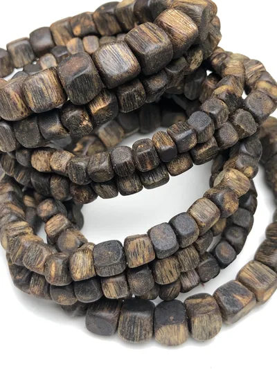 Agarwood Cube Bead Multi-Wrap Bracelet III