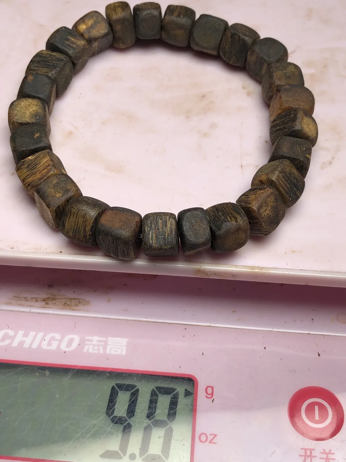 Agarwood Cube Bead Multi-Wrap Bracelet III, second view