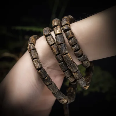 Agarwood Cube Bead Multi-Wrap Bracelet V