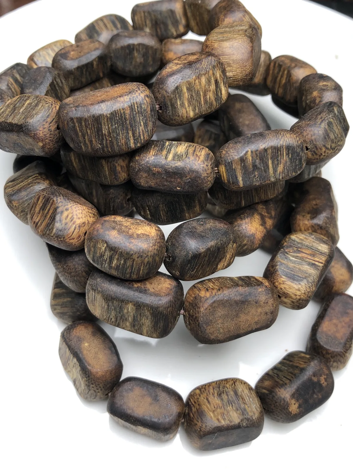 Agarwood Cube Bead Multi-Wrap Bracelet VI, real photo