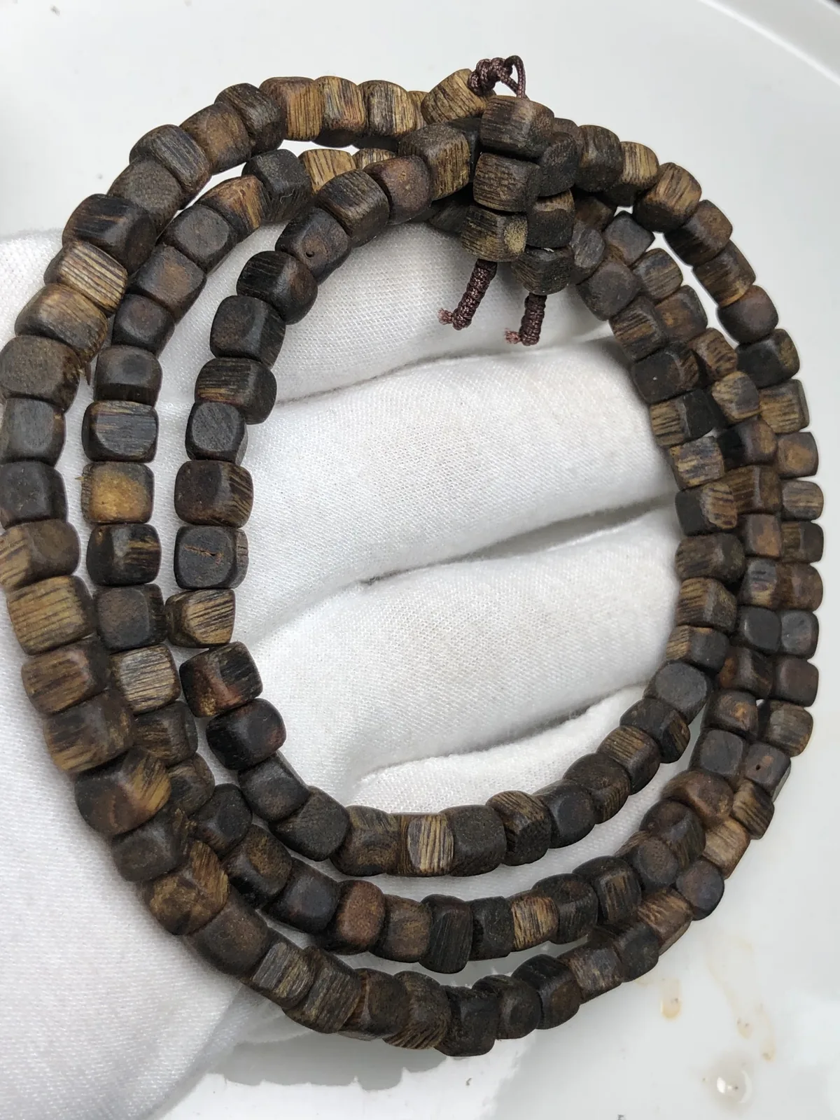 Agarwood Cube Bead Multi-Wrap Bracelet IX, real photo