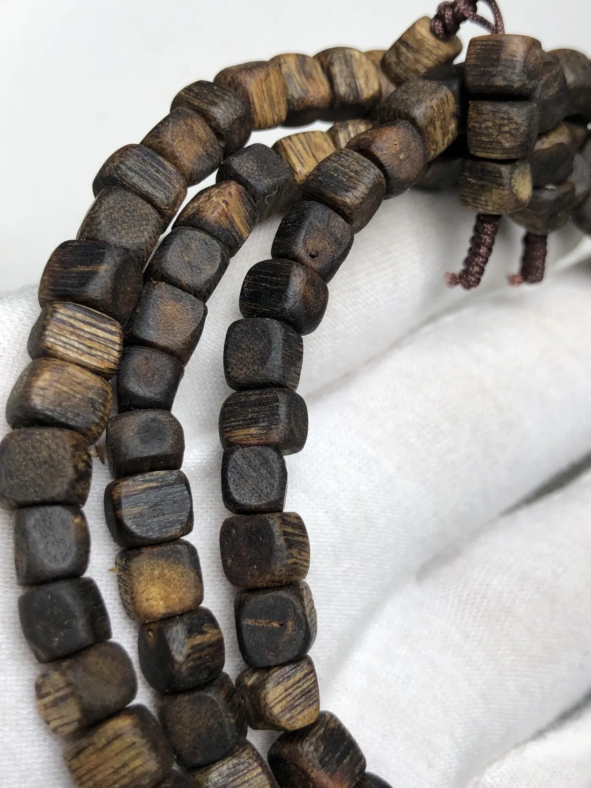 Agarwood Cube Bead Multi-Wrap Bracelet IX, second view