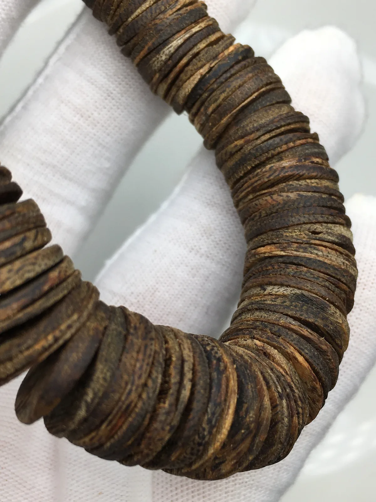 Agarwood disc beads cut across the grain