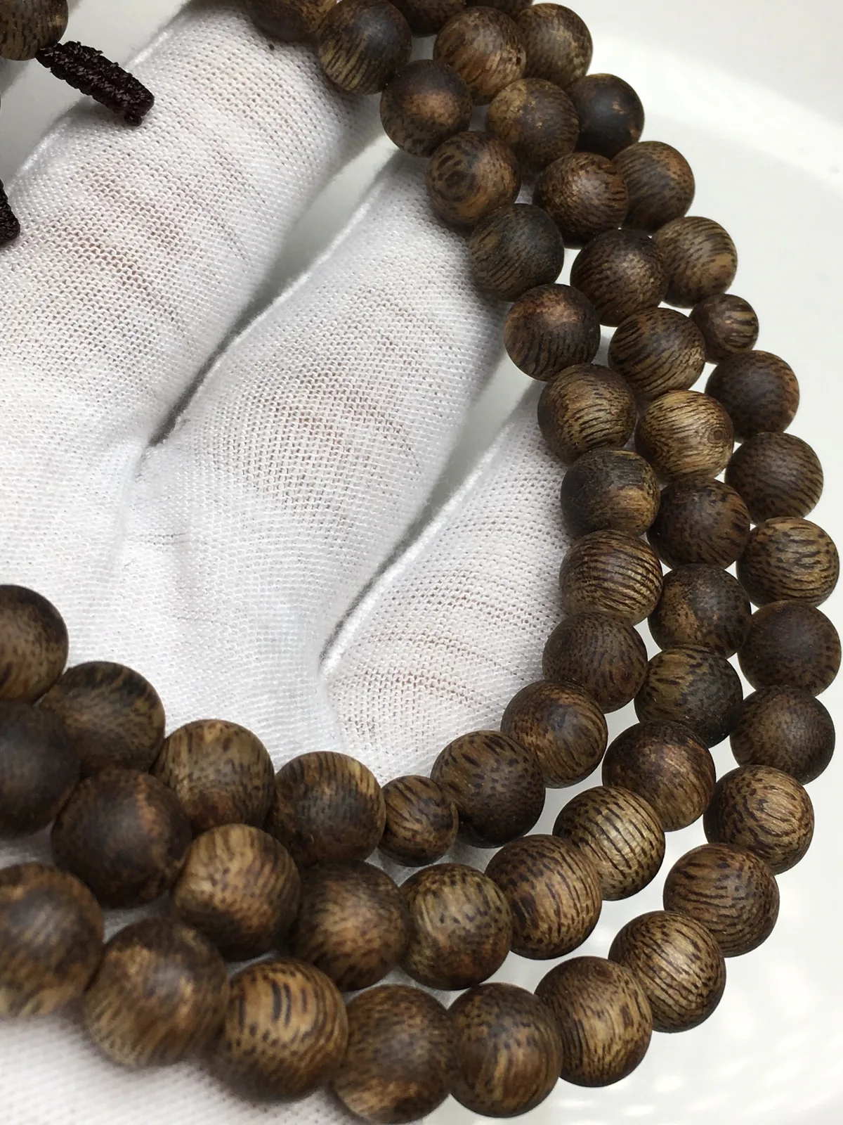 Agarwood Round Bead Multi-Wrap Bracelet III, second view
