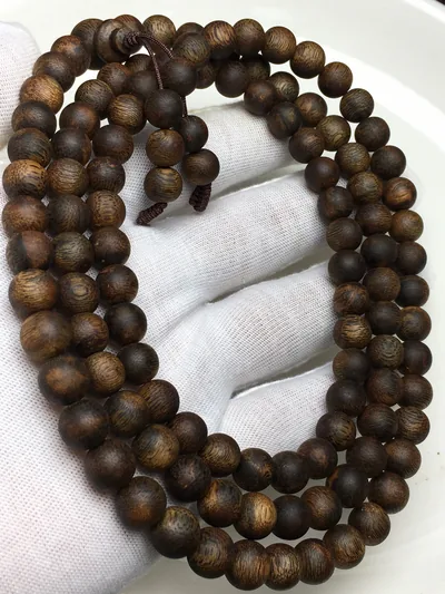 Dark Agarwood Round Bead Multi-Wrap Bracelet I