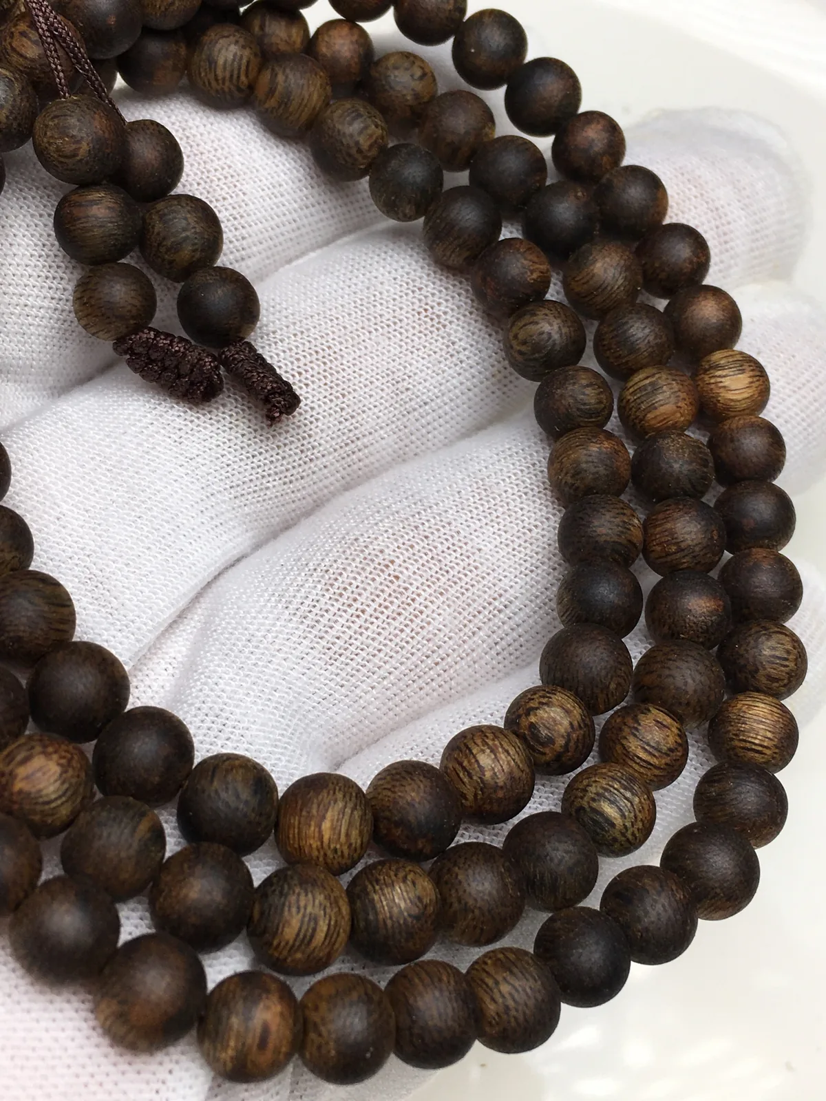 Agarwood Round Bead Multi-Wrap Bracelet IV, second view