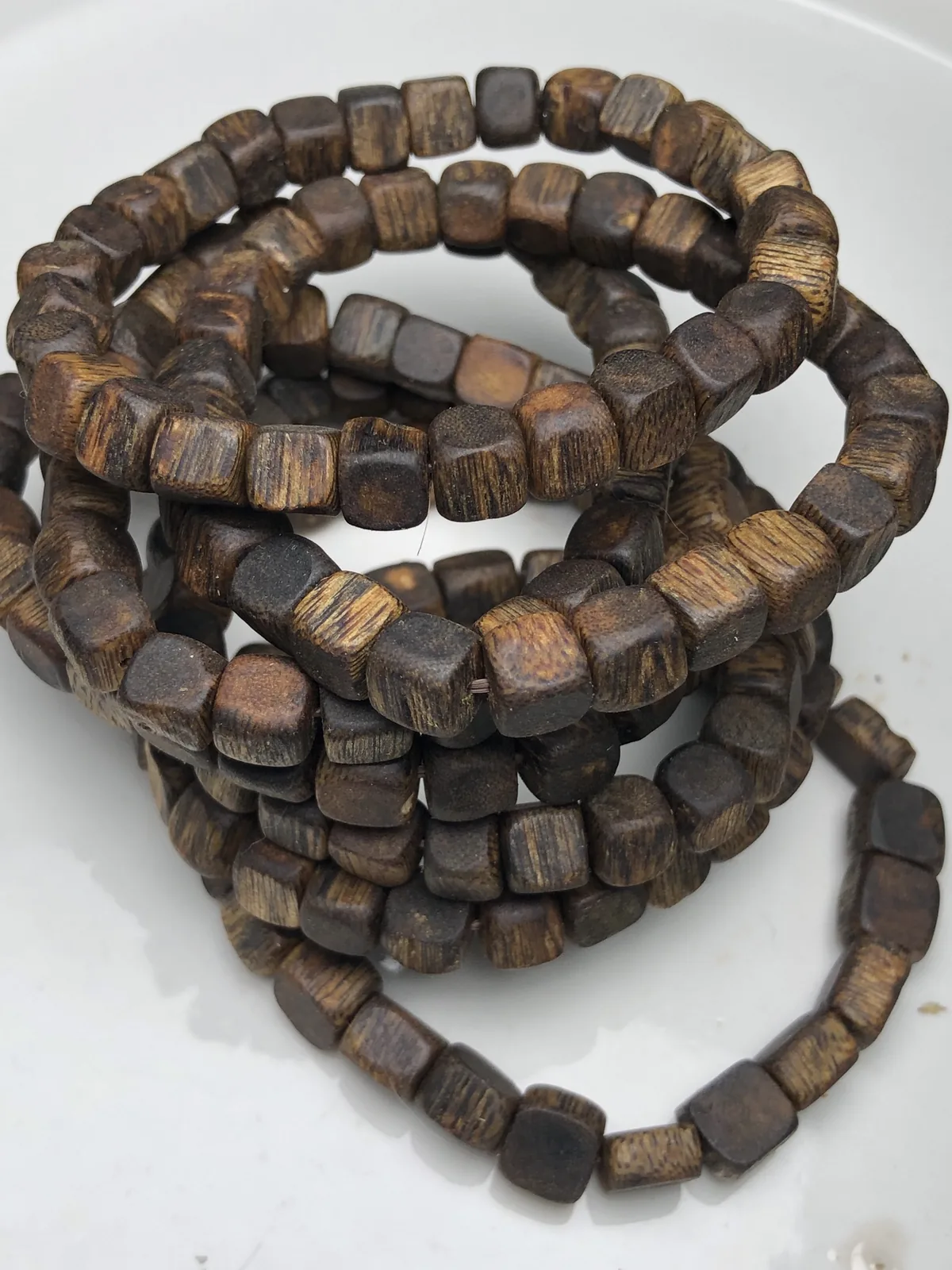 Agarwood Square Bead Multi-Wrap Bracelet, real photo