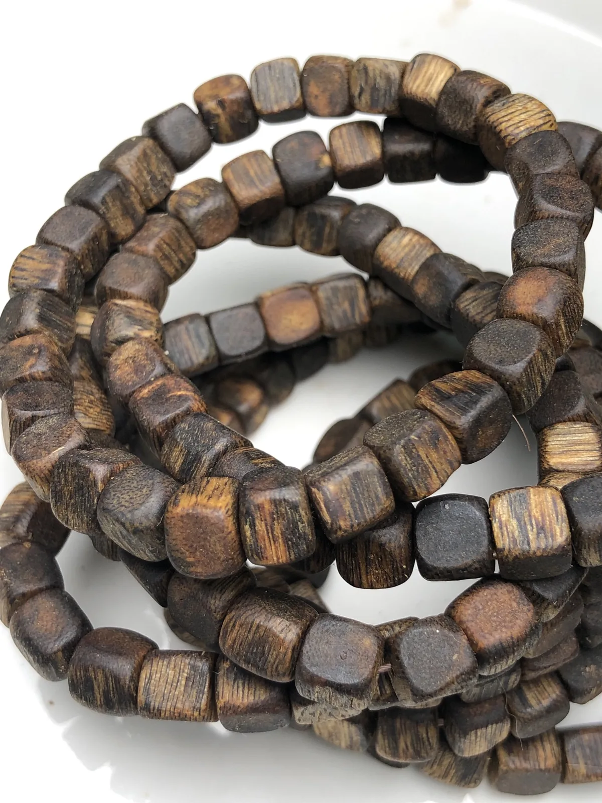 Agarwood Square Bead Multi-Wrap Bracelet, second view
