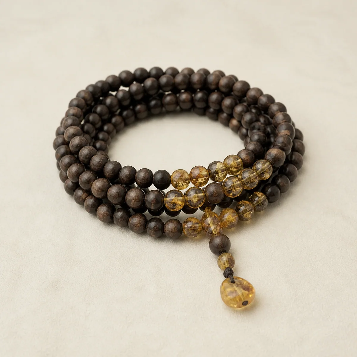 Agarwood & Amber Multi-Wrap Bracelet