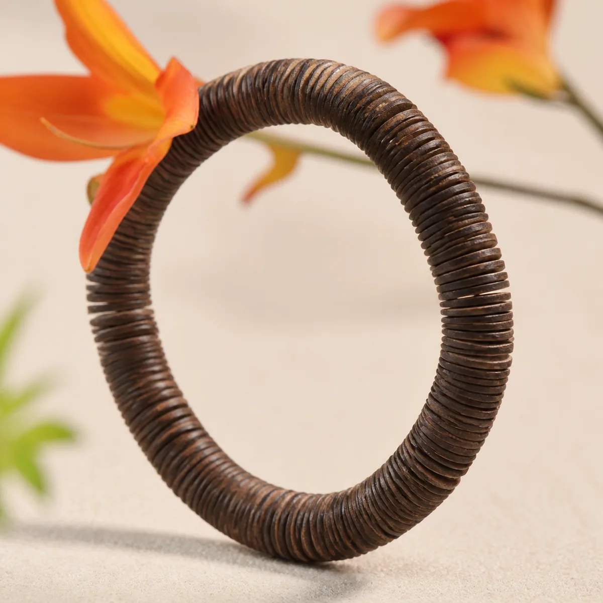 Agarwood Disc Bead Bracelet III