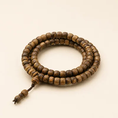 Agarwood Drum Bead Multi-Wrap Bracelet II