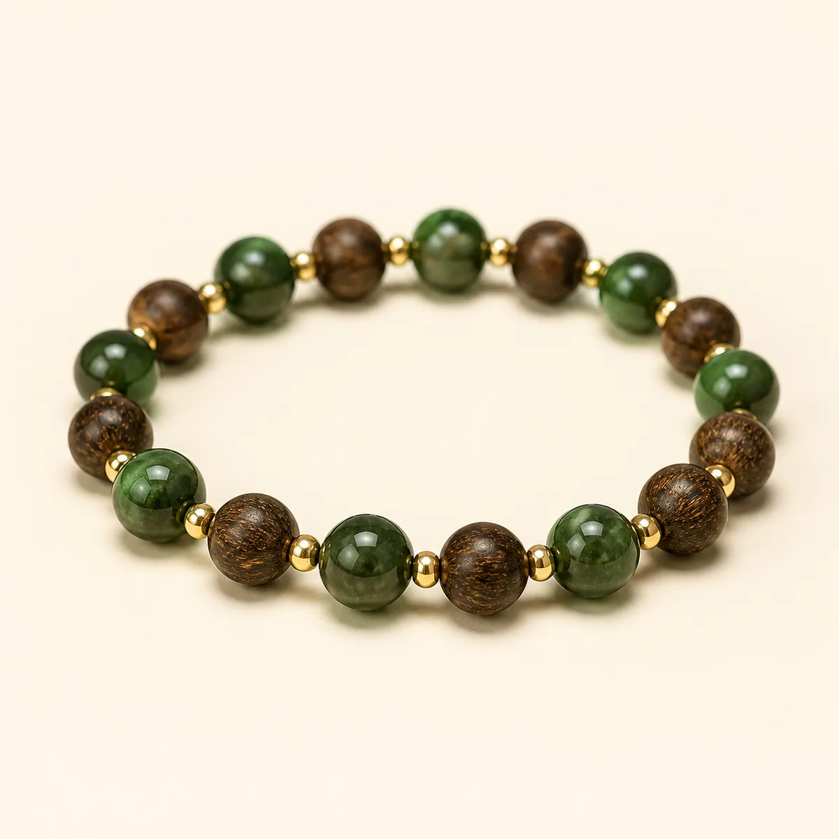Agarwood & Green Jasper Bracelet