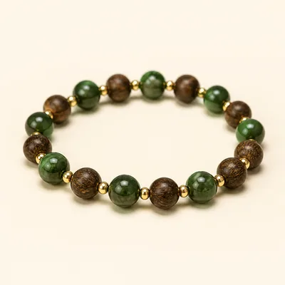 Agarwood & Green Jasper Bracelet