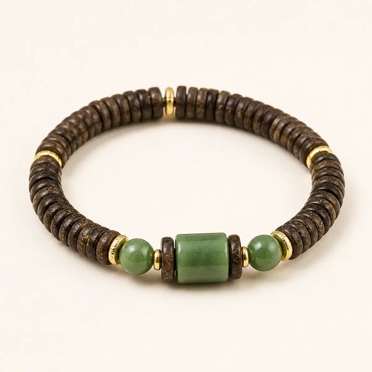 Agarwood & Hetian Jade Disc Bracelet