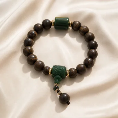 Agarwood & Hetian Jade Bracelet II