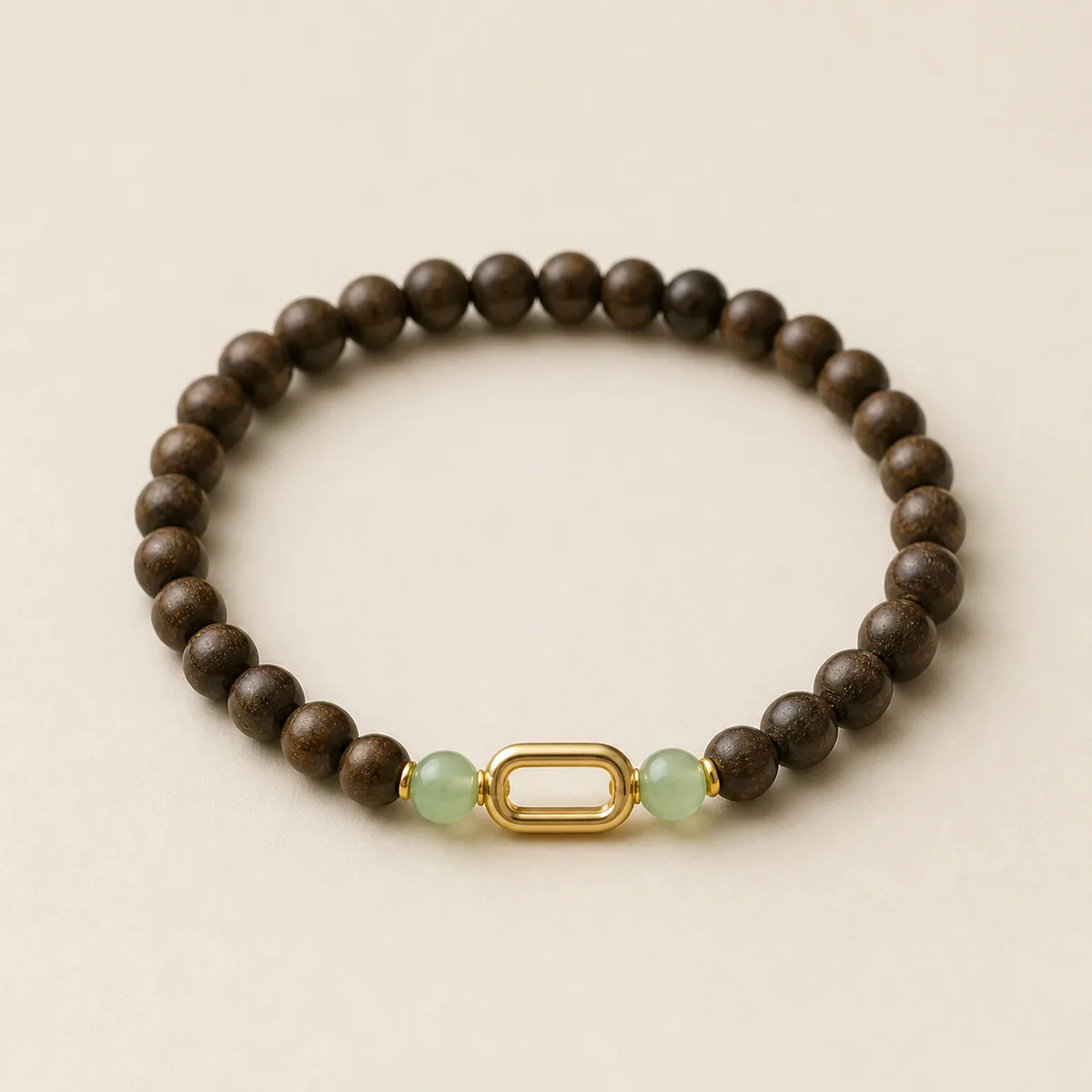 Agarwood & Jadeite Gold Bracelet