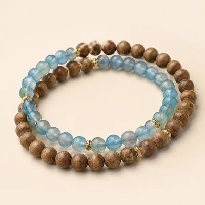 Agarwood & Jadeite Double-Wrap Bracelet III