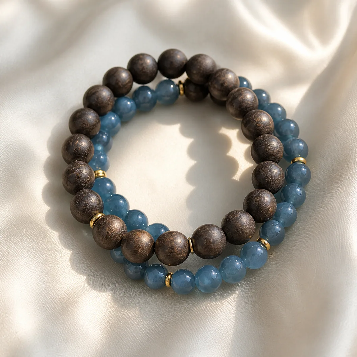 Agarwood & Jadeite Double-Wrap Bracelet IV