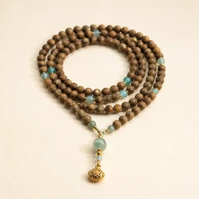 Agarwood & Jadeite Round Bead Necklace