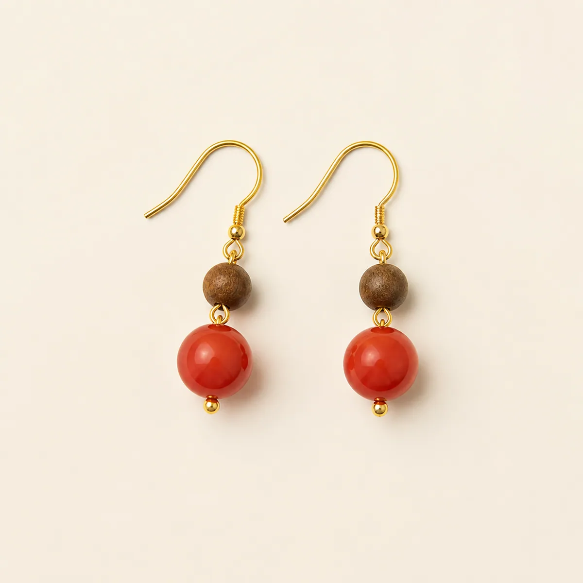 Agarwood & Nanhong Agate Earrings