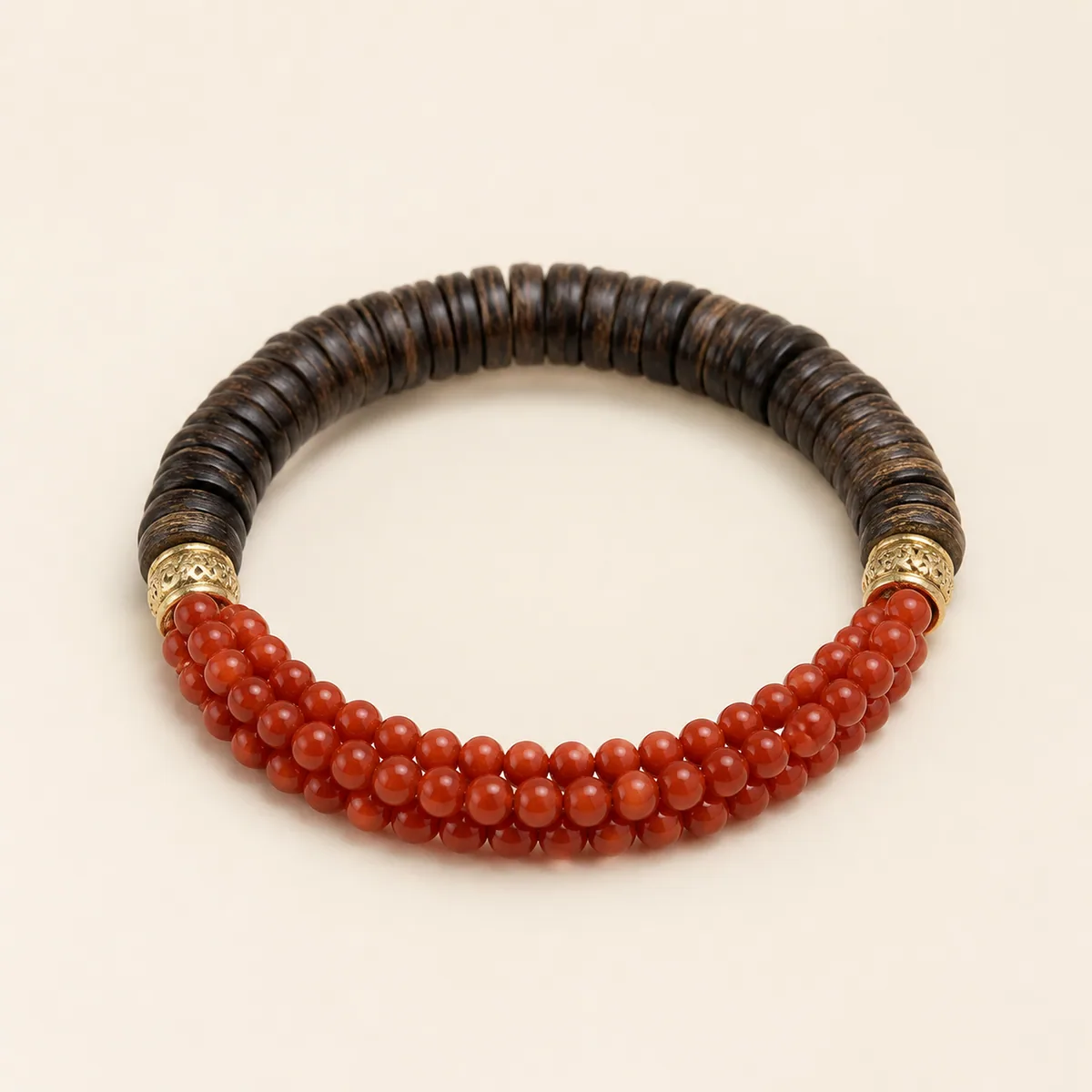 Agarwood & Nanhong Agate Multi-Wrap Bracelet