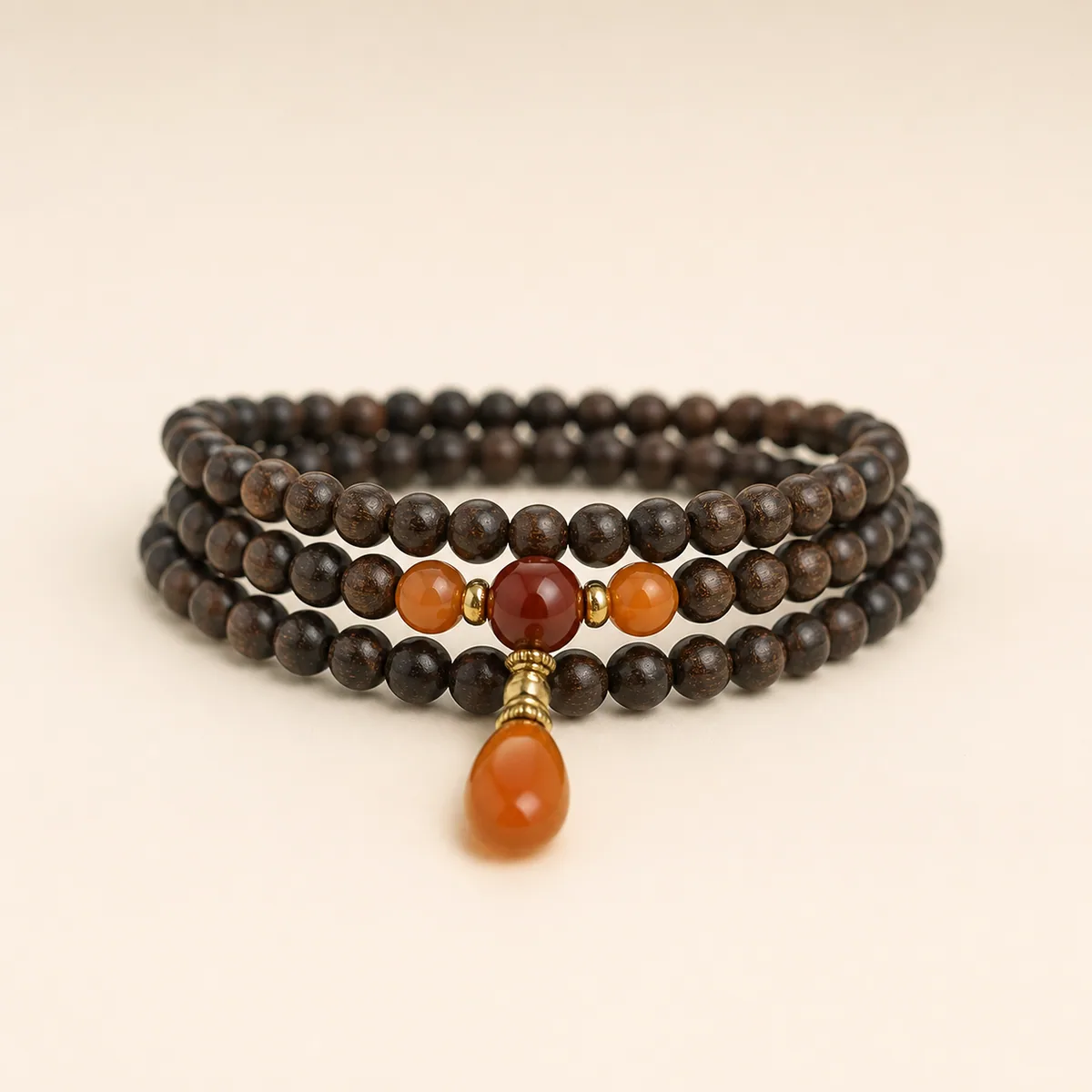 Agarwood & Red Agate Multi-Wrap Bracelet — photo 1 of 1