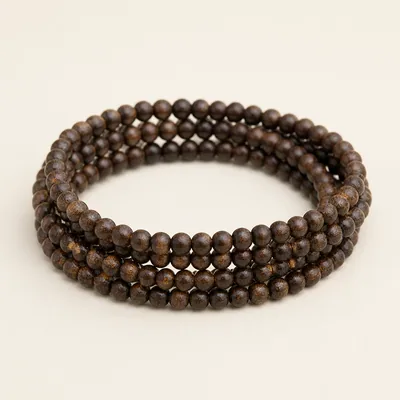 Agarwood Round Bead Multi-Wrap Bracelet VII