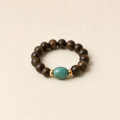 Agarwood & Turquoise Ring