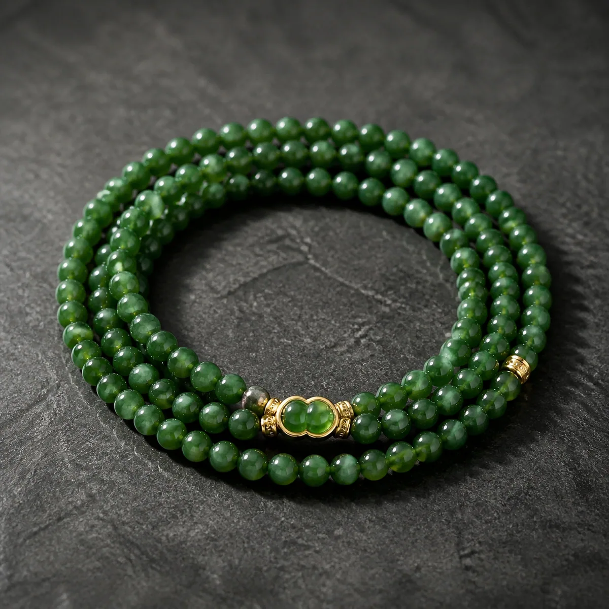 Jadeite Gourd Multi-Wrap Bracelet