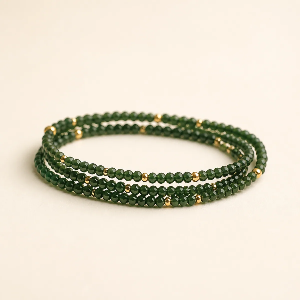 Jadeite Gold Multi-Wrap Bracelet