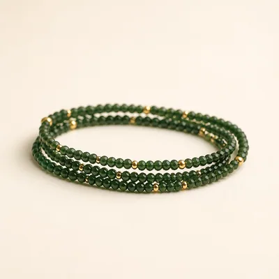 Jadeite Gold Multi-Wrap Bracelet