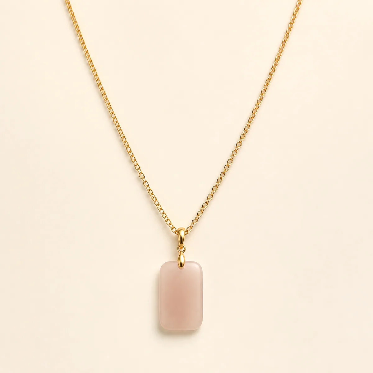 Lotus-Pink Hetian Jade Plain Plaque Pendant