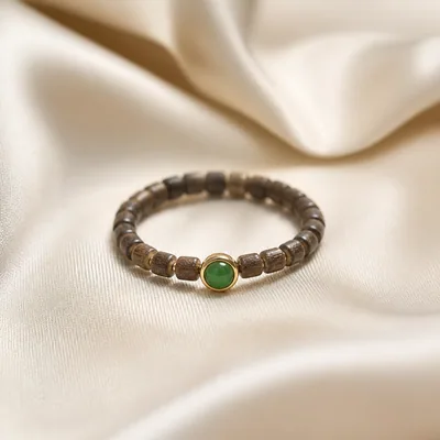 Pale Agarwood & Jadeite Ring