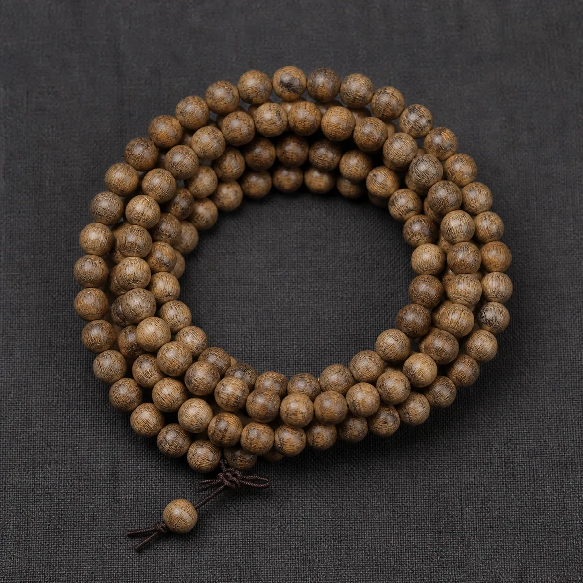 Pale Agarwood Round Bead Multi-Wrap Bracelet I