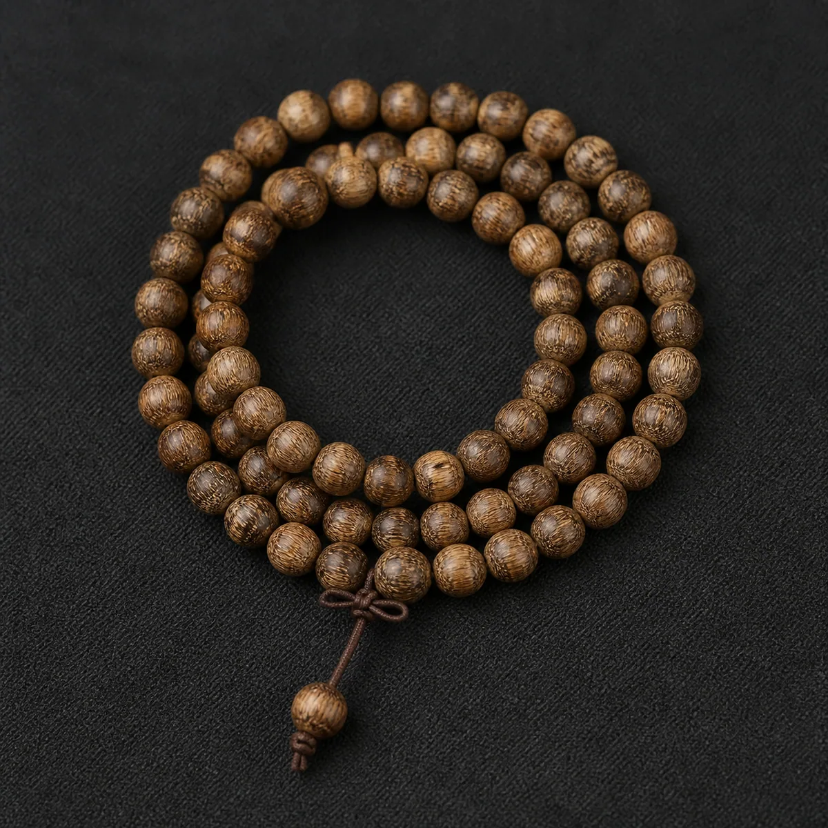 Pale Agarwood Round Bead Multi-Wrap Bracelet II