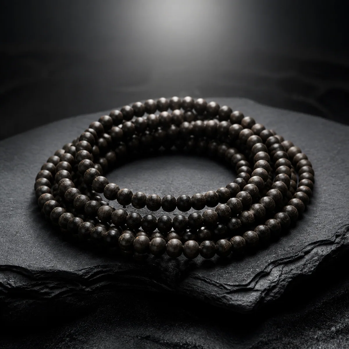 Purple-Brown Agarwood Plain Round Bead Multi-Wrap Bracelet